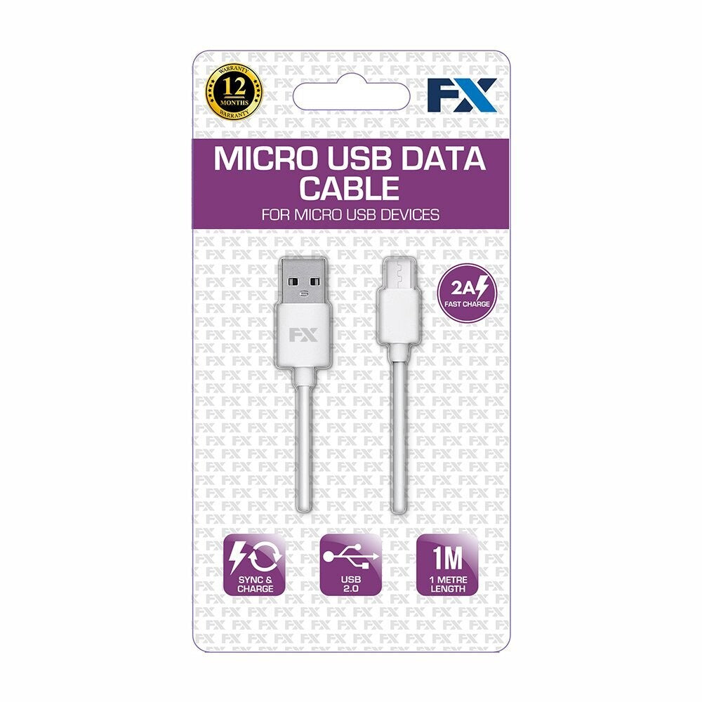 Cable de datos micro USB FX de 1 m | Blanco 