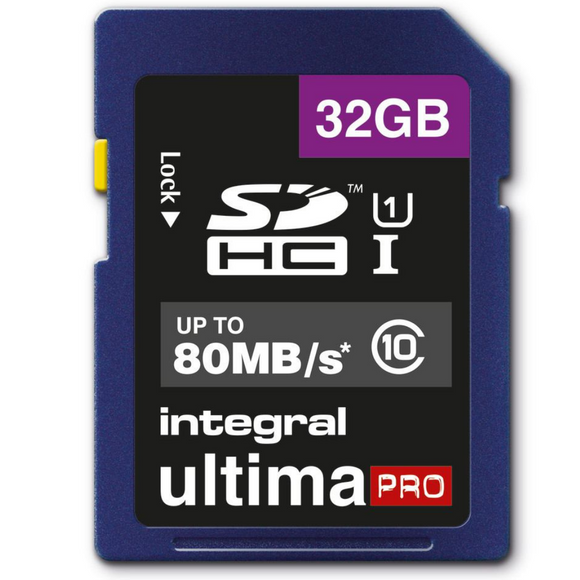 Integral INSDH32G10-80U1 32GB Class 10 UltimaPro SDHC Flash Memory Card