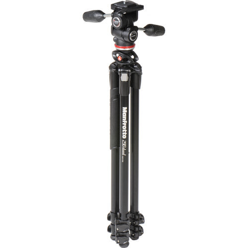 Trípode doble de aluminio Manfrotto 290 con cabezal panorámico/inclinable de 3 vías 