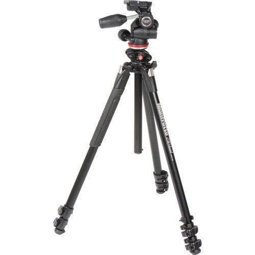 Trípode doble de aluminio Manfrotto 290 con cabezal panorámico/inclinable de 3 vías 