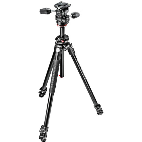 Trípode doble de aluminio Manfrotto 290 con cabezal panorámico/inclinable de 3 vías 