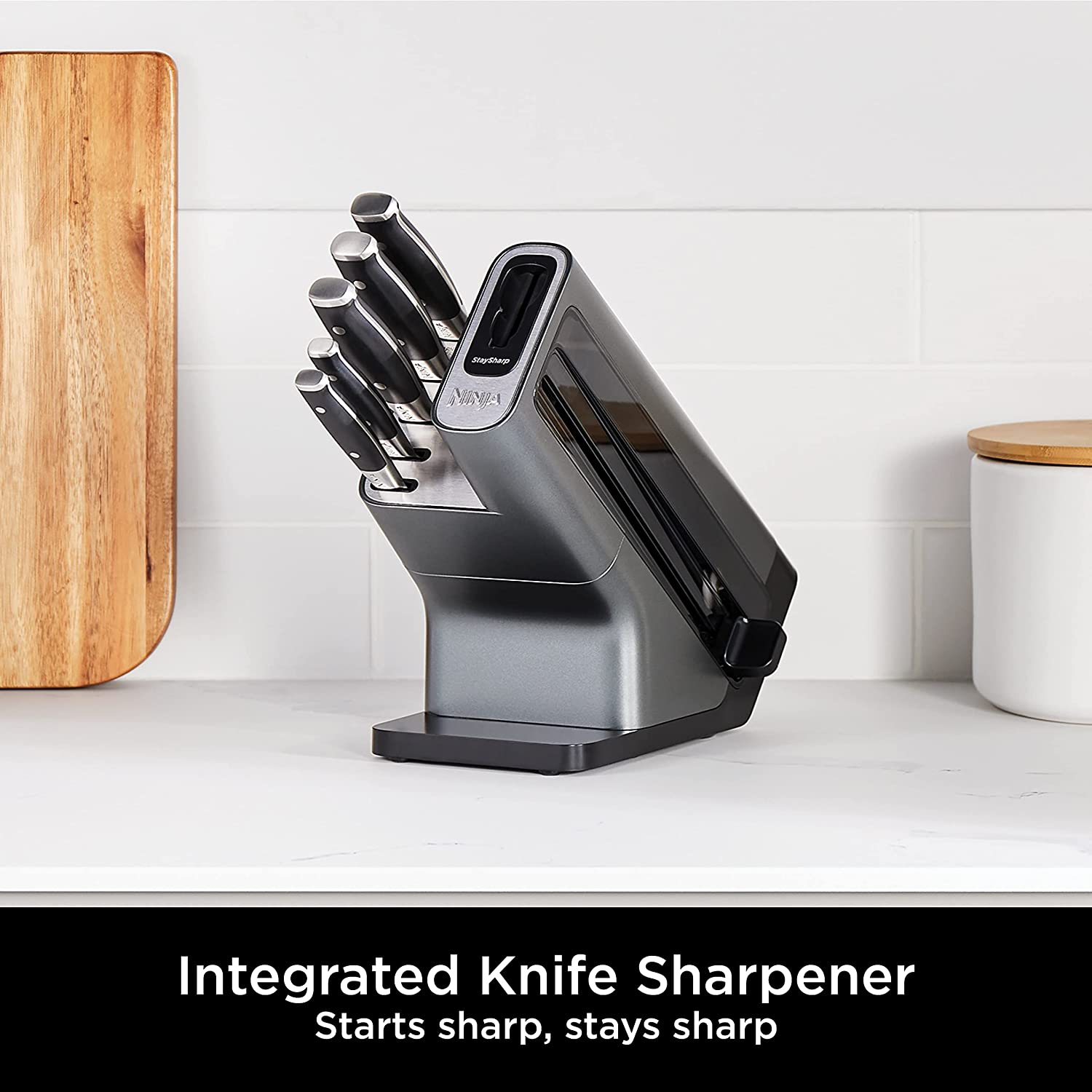 Ninja Foodi StaySharp Knife Block with Integrated Sharpener | 5-Piece Set - K32005UK