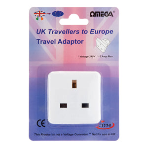 OMEGA 21114 UK Travellers to Europe Travel Adaptor