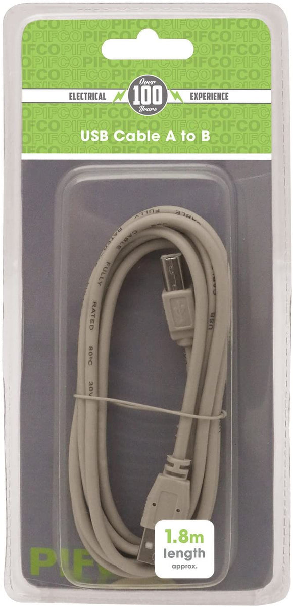 PIFCO 1.8M USB A to B Cable