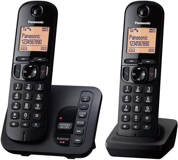 Panasonic Twin DECT Cordless Telephone with Answering Machine - KX-TGC222EB