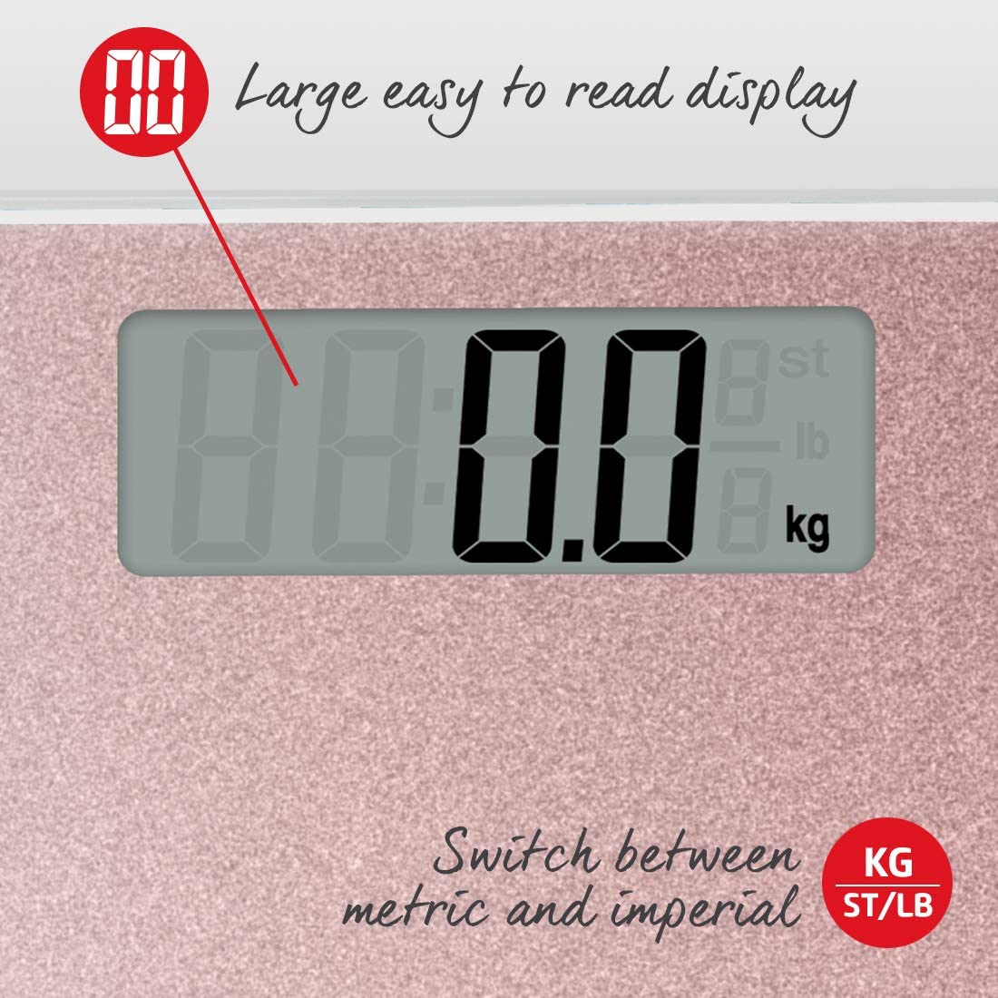 Salter Rose Gold Glitter Electronic Bathroom Scale - 9037RGGL3R
