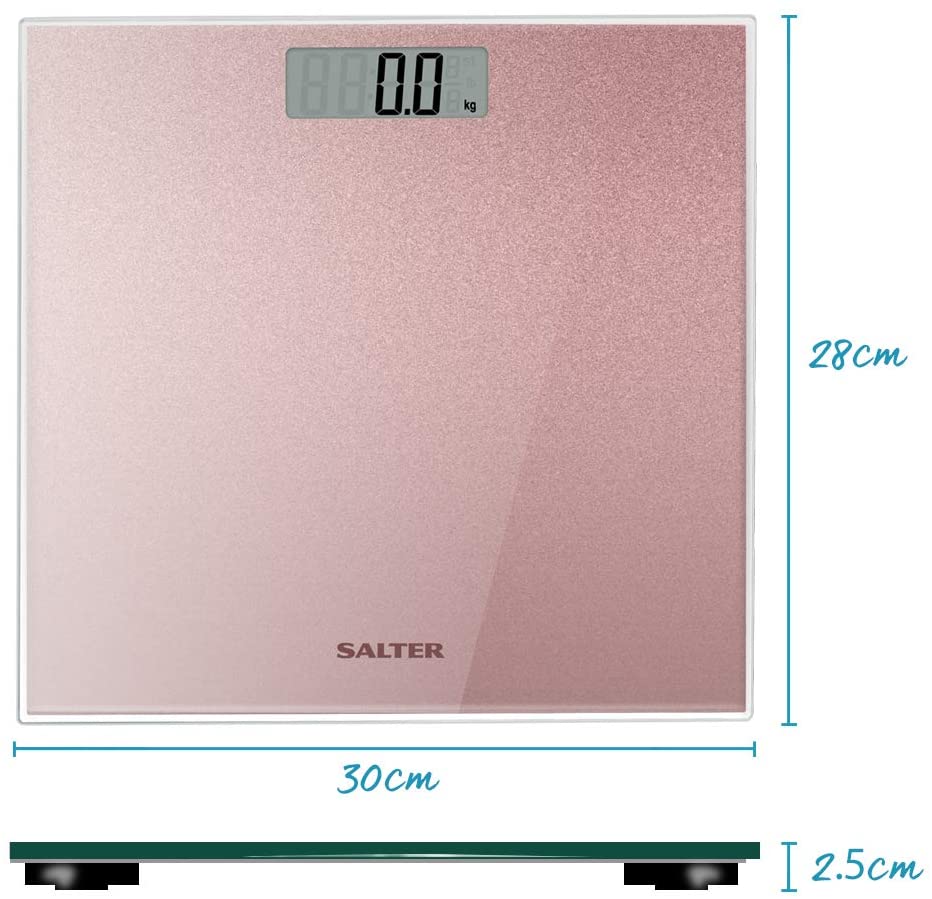 Báscula electrónica de baño Salter con purpurina en oro rosa - 9037RGGL3R