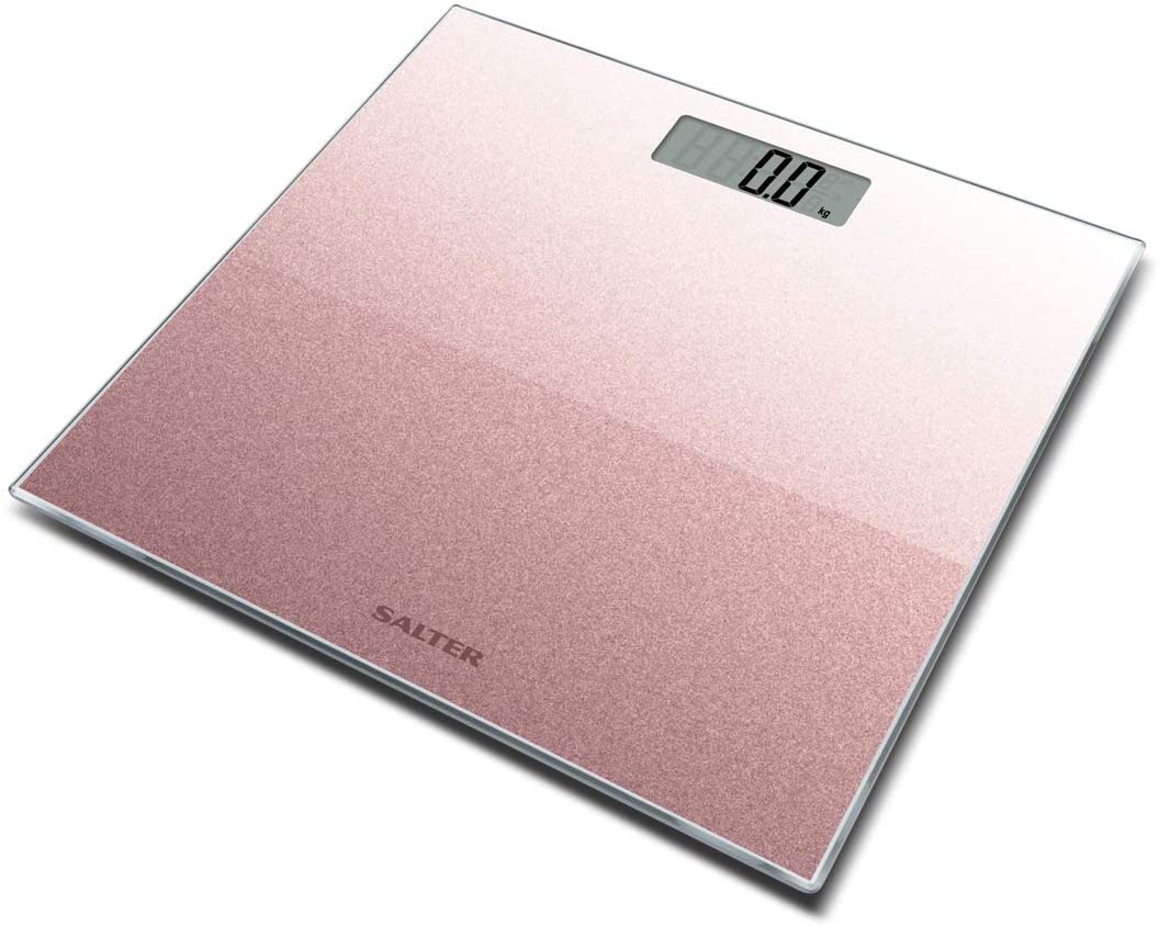 Báscula electrónica de baño Salter con purpurina en oro rosa - 9037RGGL3R
