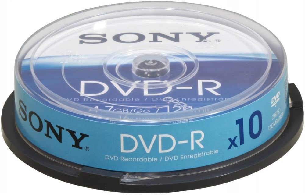 DVD-R Sony de 4,7 GB, 120 min, 16x, paquete de 10