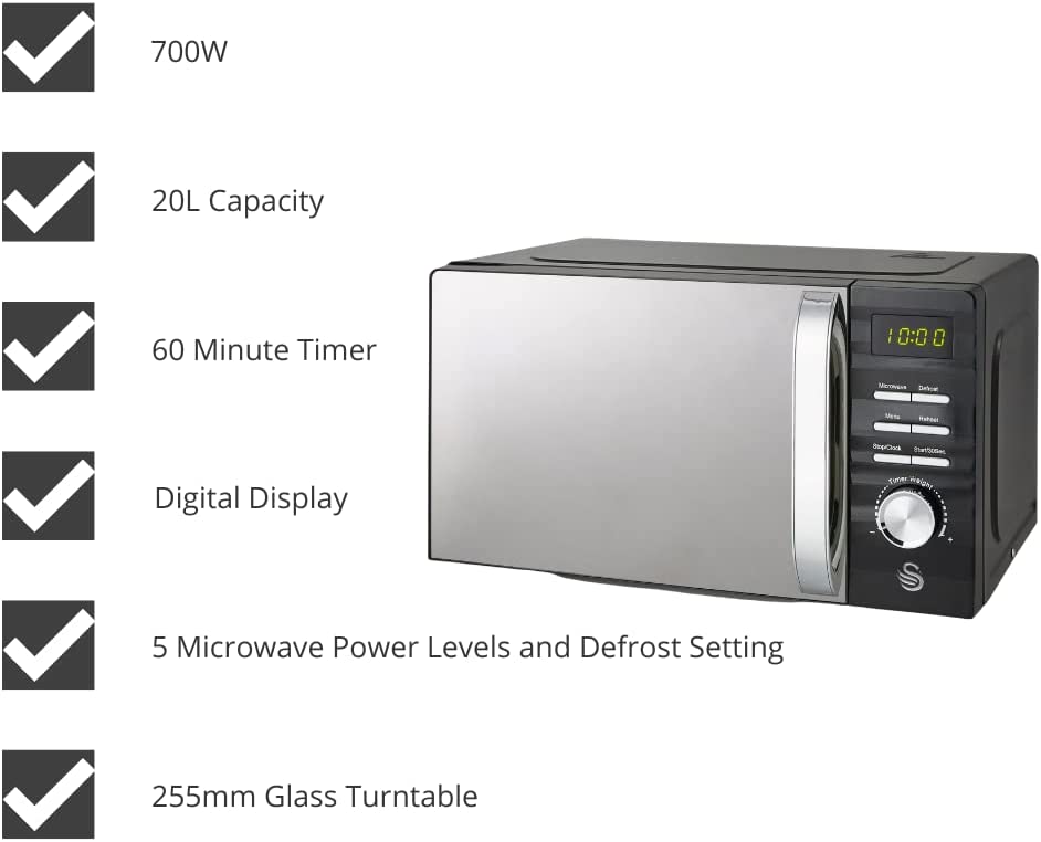 Microondas digital Swan SM22038 Symphony de 20 l