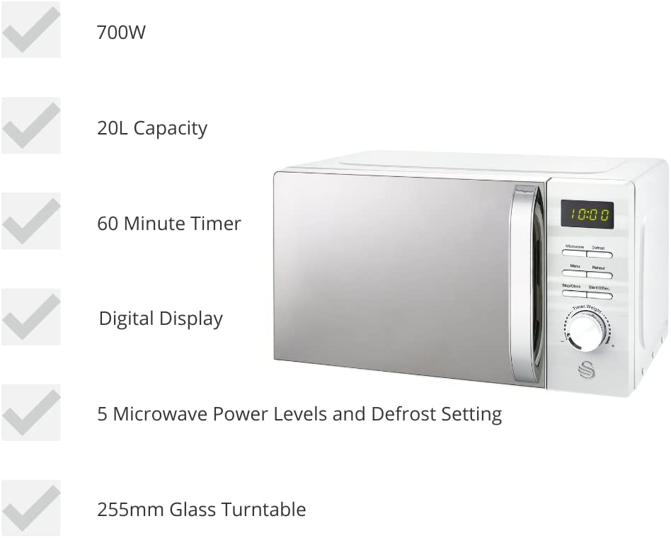 Microondas digital Swan SM22038 Symphony de 20 l
