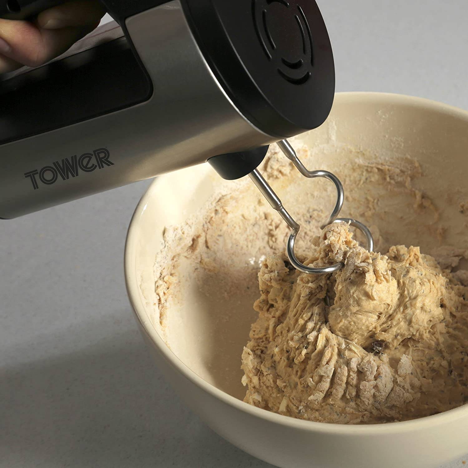 TOWER Stainless Steel Hand Mixer, 2-in-1 mixer with 6 speed, 300W | T12016