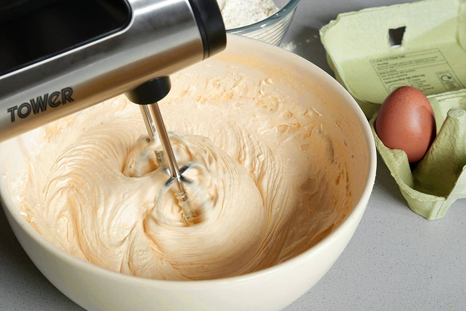 TOWER Stainless Steel Hand Mixer, 2-in-1 mixer with 6 speed, 300W | T12016