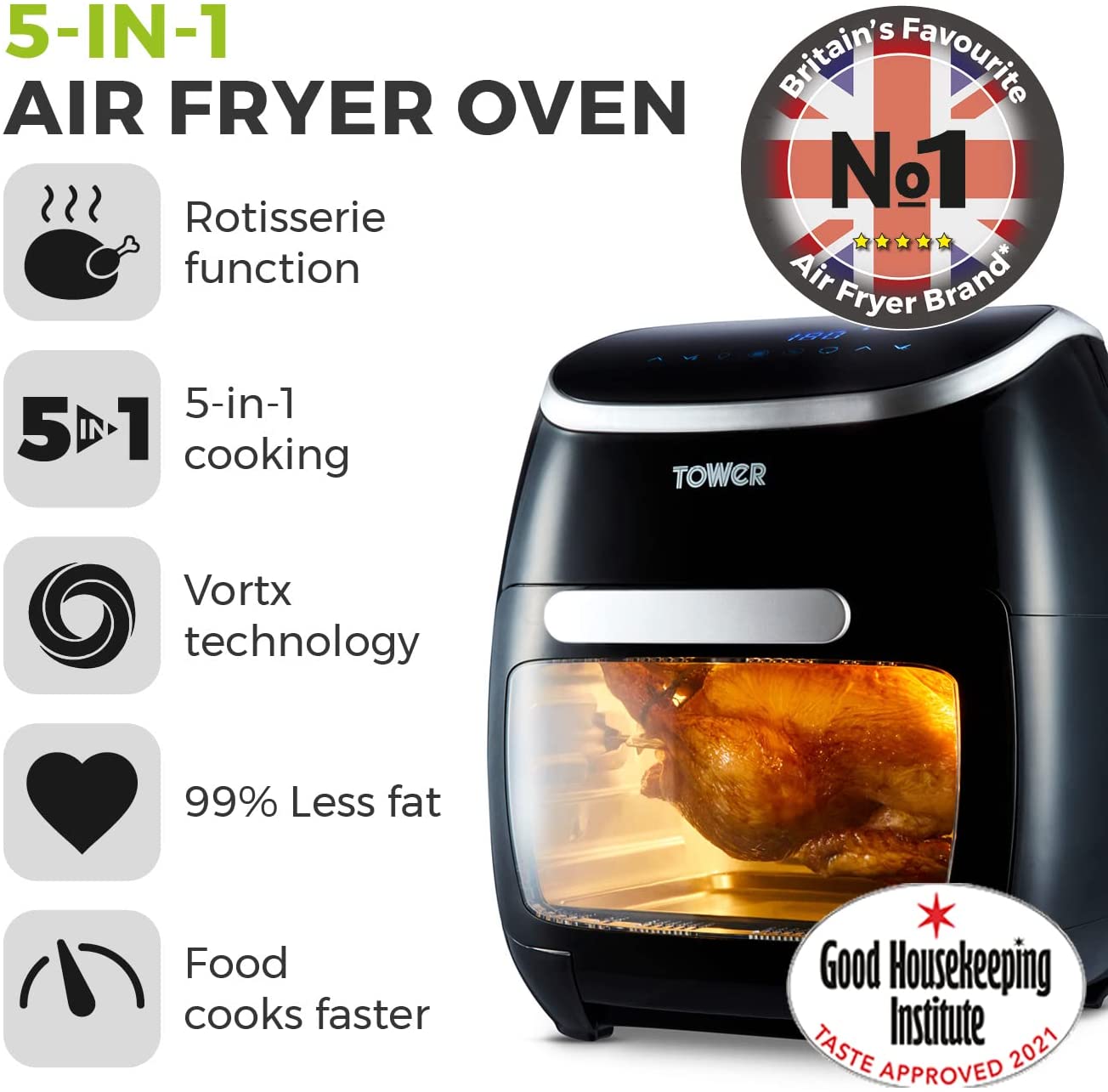 Freidora de aire digital Tower Vortx Health de 11 l