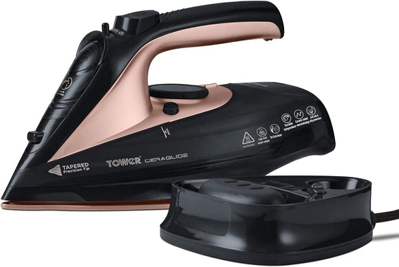 Tower CeraGlide Cordless Steam Iron | Black and Rose Gold - T22008RG