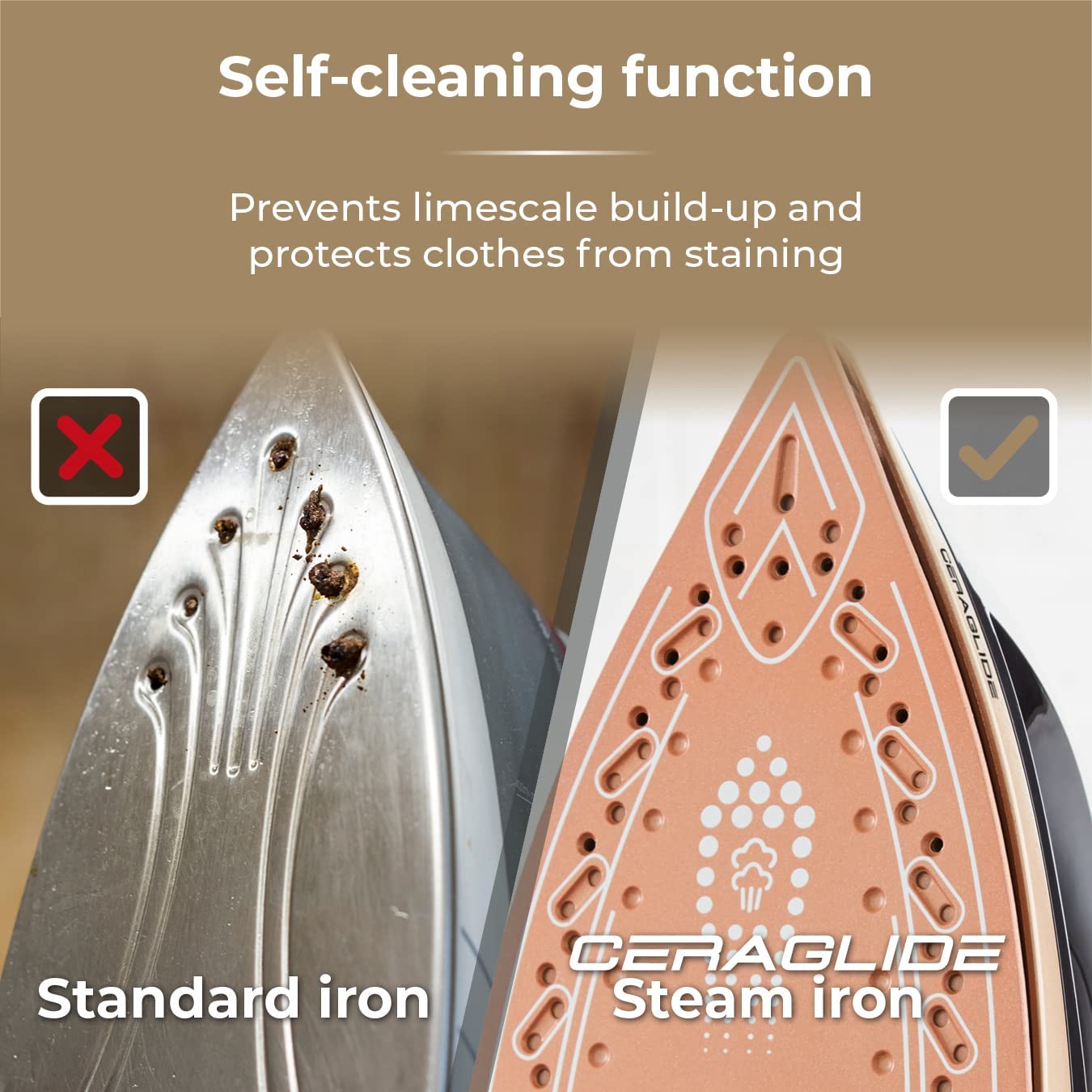 Plancha de vapor Tower Ceraglide 2700 W, 1,2 L | Dorado champán y negro