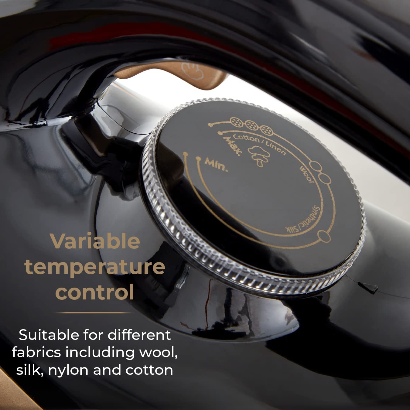 Plancha de vapor Tower Ceraglide 2700 W, 1,2 L | Dorado champán y negro