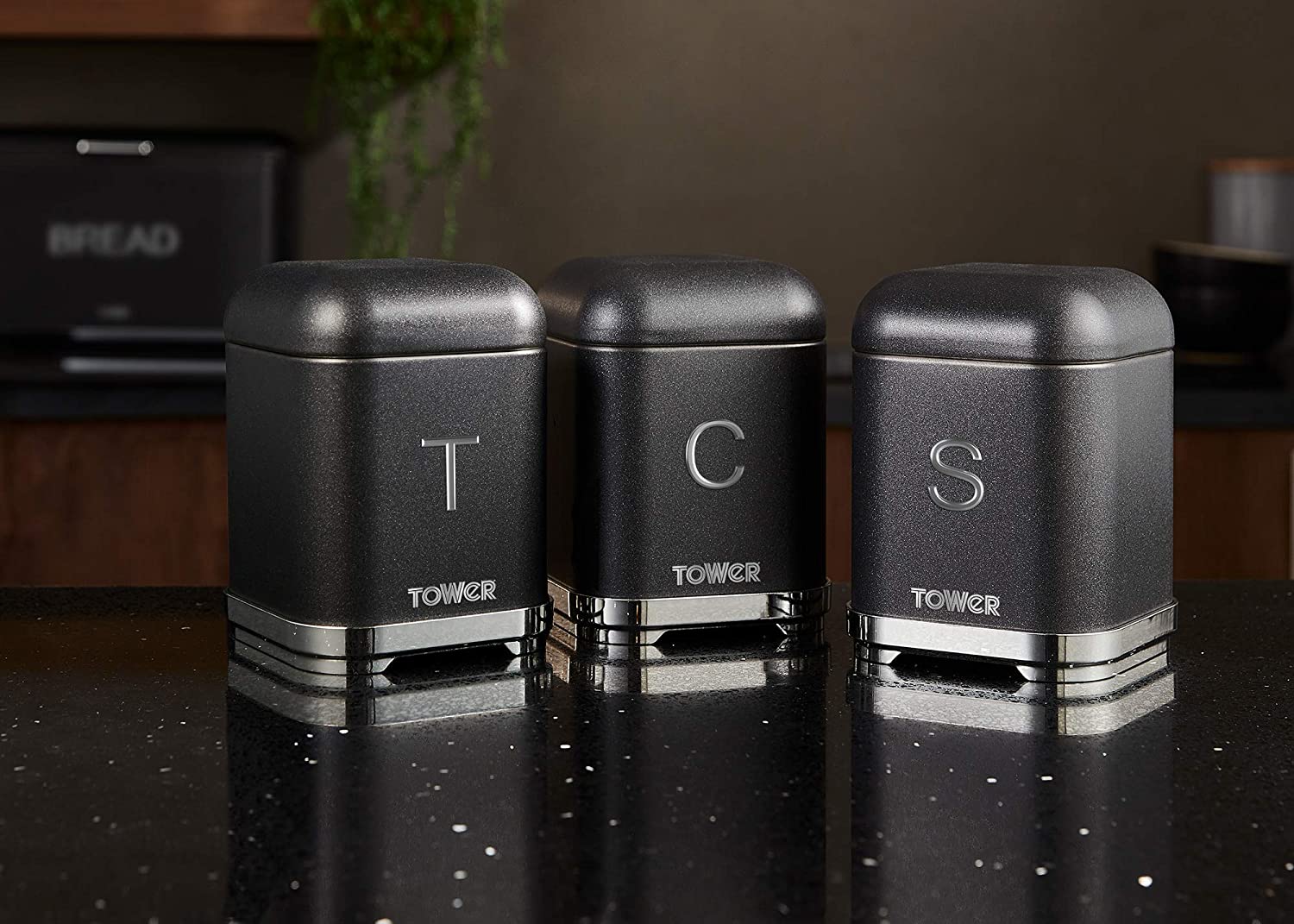 Juego de 3 recipientes para almacenamiento de cocina Tower Glitz Range