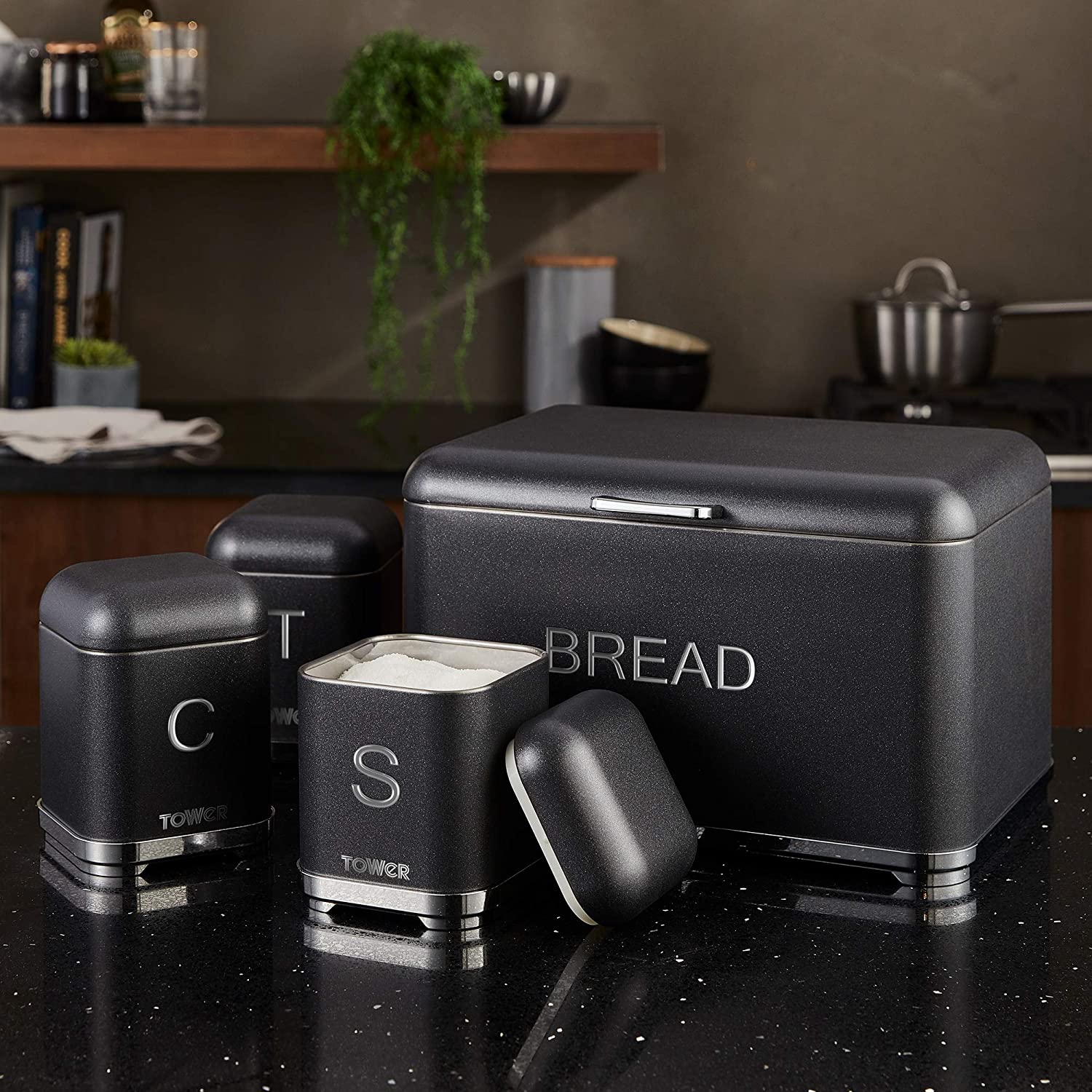 Juego de 3 recipientes para almacenamiento de cocina Tower Glitz Range