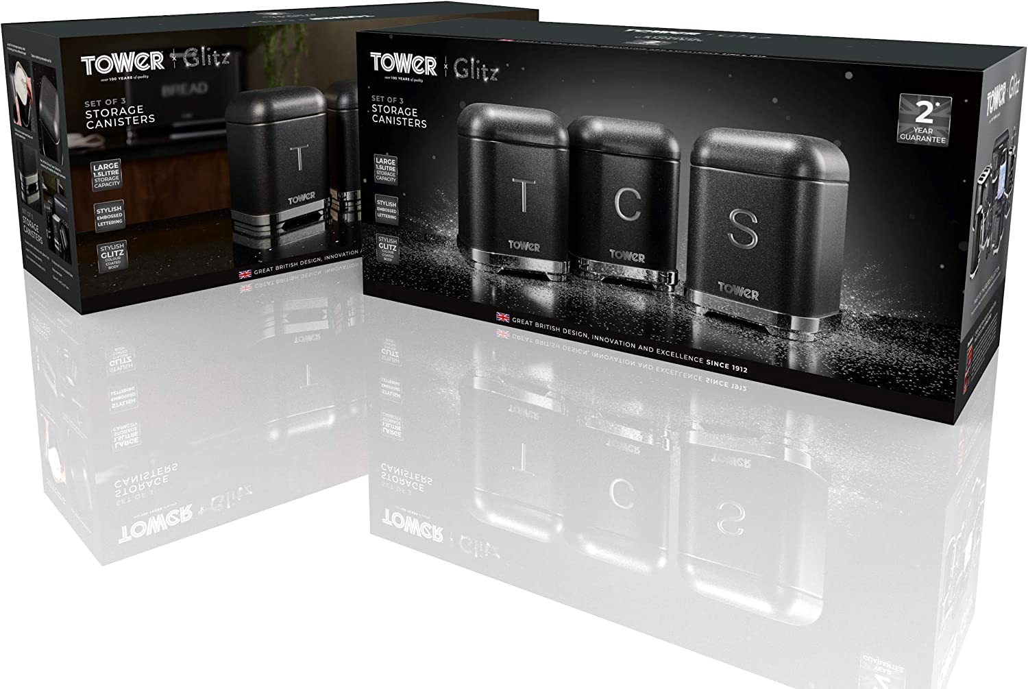 Tower Glitz Range Kitchen Storage  Set of 3 Canisters