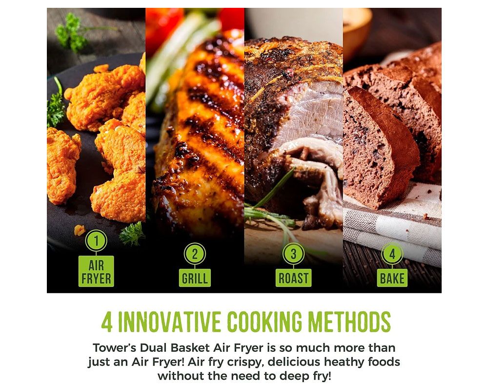 Tower Vortx Eco Duo Basket Air Fryer | 5.2L + 3.3L