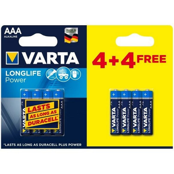 Varta Batteries Alkaline AAA Pack 4 + 4 FREE