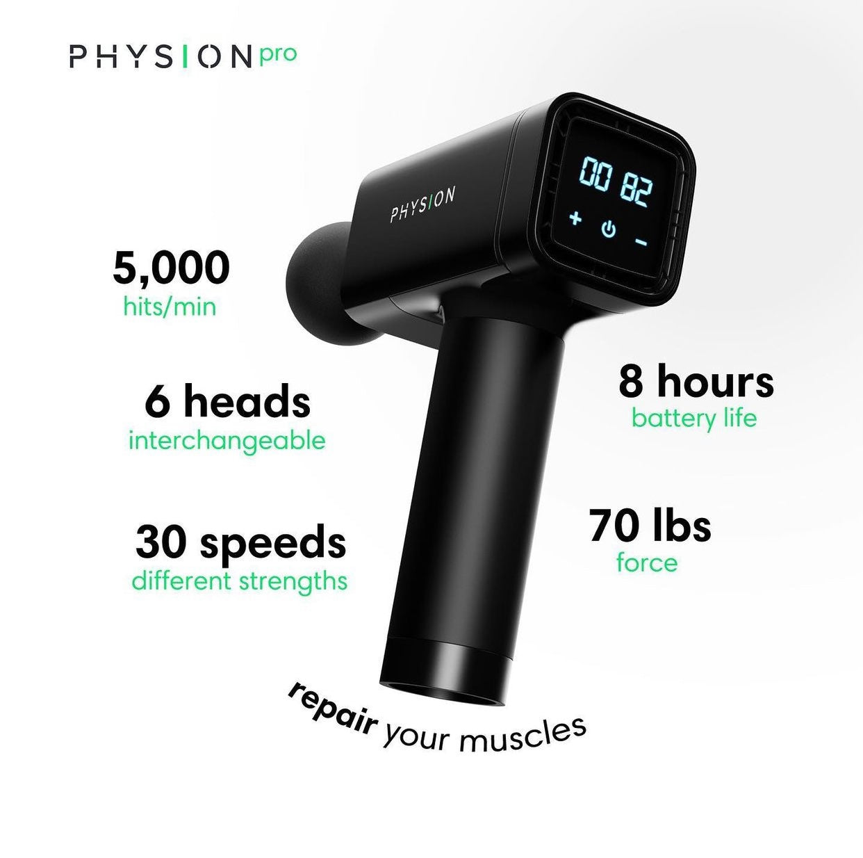 Una pistola de masaje Physion PRO