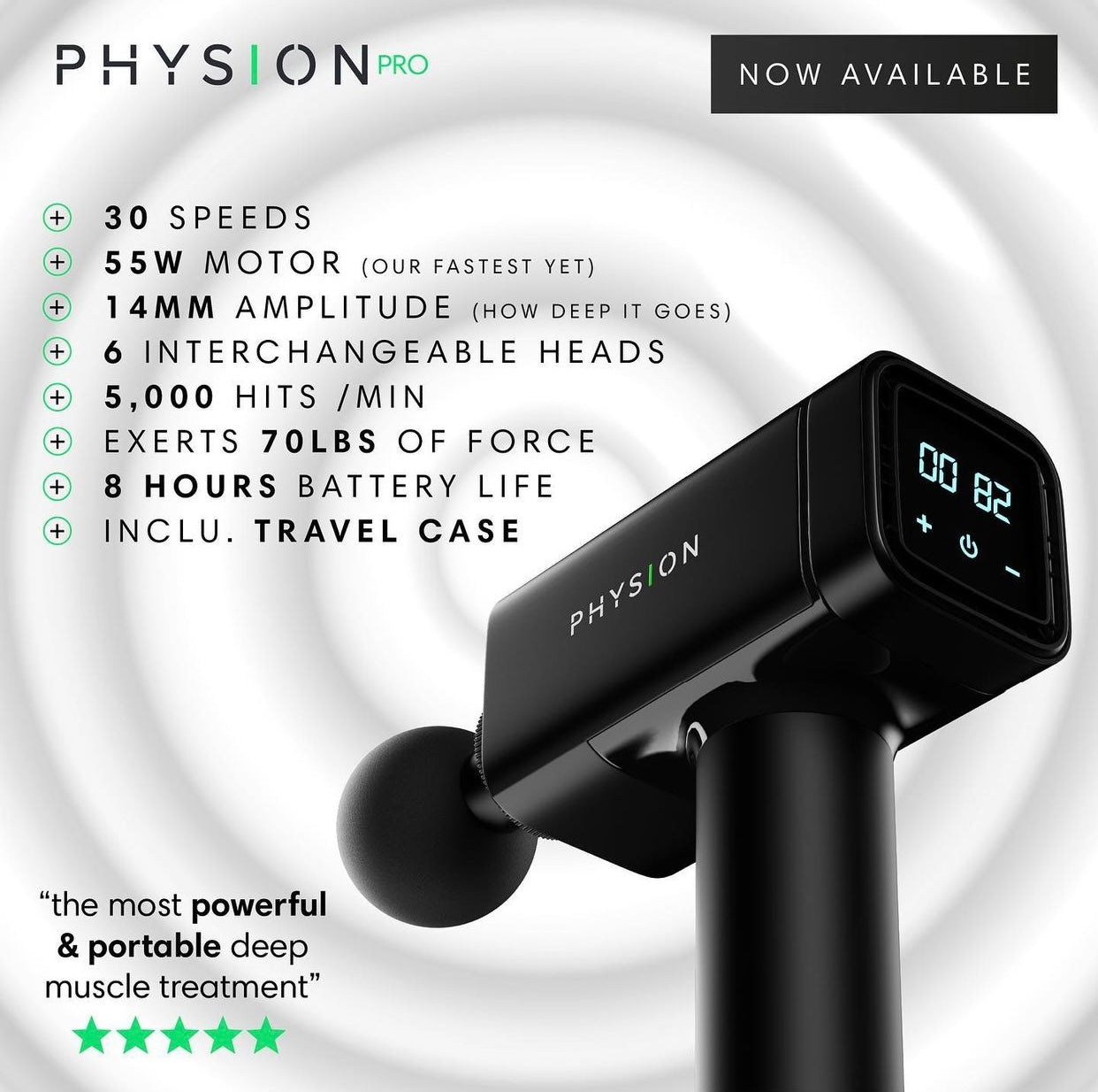 Una pistola de masaje Physion PRO