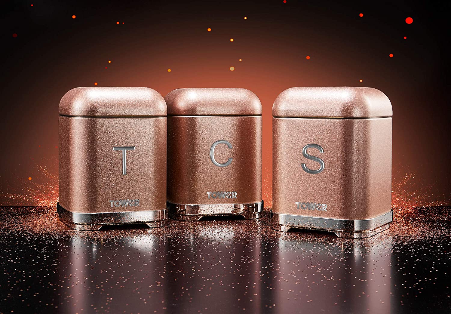 Juego de 3 recipientes para almacenamiento de cocina Tower Glitz Range